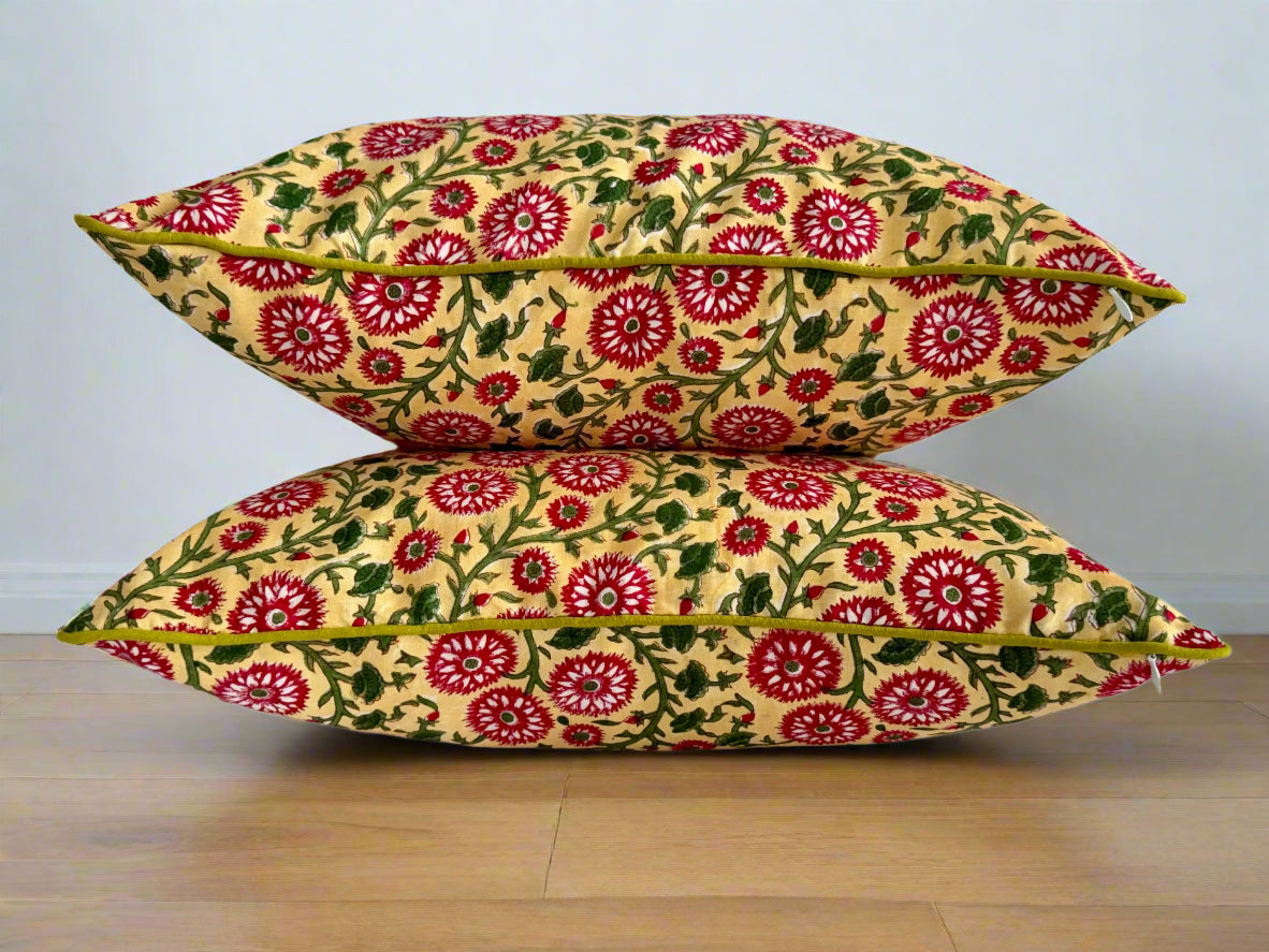 Bageecha Cushion Cover in Mustard